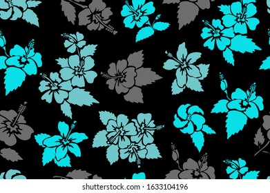 Elegant seamless pattern with hibiscus flowers, design elements. Floral  pattern for invitations, cards, print, gift wrap, manufacturing, textile, fabric, wallpapers