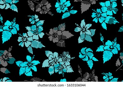 Elegant seamless pattern with hibiscus flowers, design elements. Floral  pattern for invitations, cards, print, gift wrap, manufacturing, textile, fabric, wallpapers