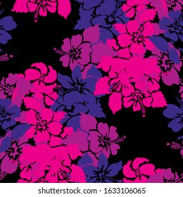 Elegant seamless pattern with hibiscus flowers, design elements. Floral  pattern for invitations, cards, print, gift wrap, manufacturing, textile, fabric, wallpapers