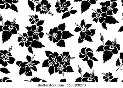 Elegant seamless pattern with hibiscus flowers, design elements. Floral  pattern for invitations, cards, print, gift wrap, manufacturing, textile, fabric, wallpapers