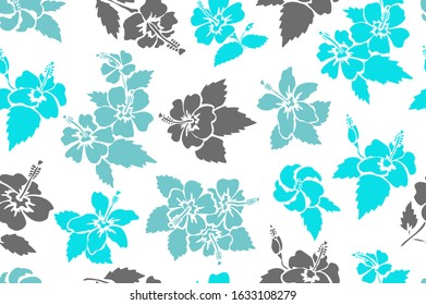 Elegant seamless pattern with hibiscus flowers, design elements. Floral  pattern for invitations, cards, print, gift wrap, manufacturing, textile, fabric, wallpapers