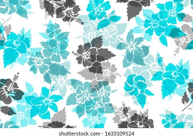 Elegant seamless pattern with hibiscus flowers, design elements. Floral  pattern for invitations, cards, print, gift wrap, manufacturing, textile, fabric, wallpapers