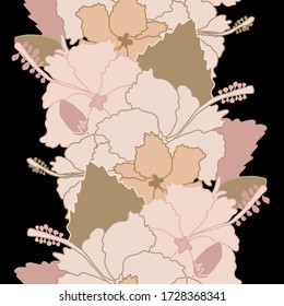 Elegant seamless pattern with hibiscus flowers, design elements. Floral  pattern for invitations, cards, print, gift wrap, manufacturing, textile, fabric, wallpapers