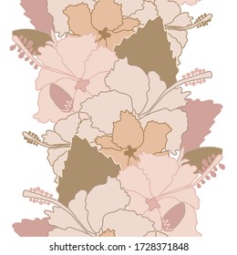 Elegant seamless pattern with hibiscus flowers, design elements. Floral  pattern for invitations, cards, print, gift wrap, manufacturing, textile, fabric, wallpapers