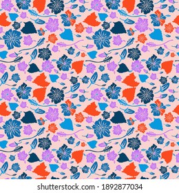Elegant seamless pattern with hibiscus flowers, design elements. Floral  pattern for invitations, cards, print, gift wrap, manufacturing, textile, fabric, wallpapers