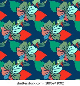 Elegant seamless pattern with hibiscus flowers, design elements. Floral  pattern for invitations, cards, print, gift wrap, manufacturing, textile, fabric, wallpapers