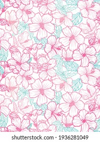 Elegante y sin fisuras con flores de hibisco, elementos de diseño. Patrón floral para invitaciones, tarjetas, impresiones, envolturas de regalo, manufactura, textiles, tejidos, papeles pintados