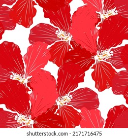 Elegant seamless pattern with hibiscus flowers, design elements. Floral  pattern for invitations, cards, print, gift wrap, manufacturing, textile, fabric, wallpapers