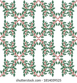 Elegant seamless pattern with holly berries, design elements. Winter pattern for invitations, cards, print, gift wrap, manufacturing, textile, fabric, wallpapers