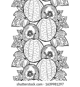 Elegant seamless pattern with honeydew fruits, design elements. Fruit  pattern for invitations, cards, print, gift wrap, manufacturing, textile, fabric, wallpapers. Food, kitchen, vegetarian theme
