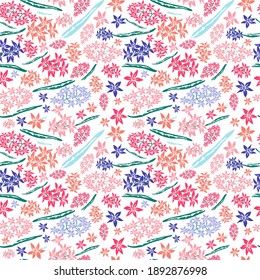 Elegant seamless pattern with hyacinth flowers, design elements. Floral  pattern for invitations, cards, print, gift wrap, manufacturing, textile, fabric, wallpapers