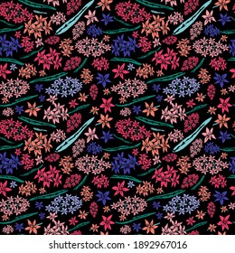 Elegante y sin fisuras con flores de jacinto, elementos de diseño. Patrón floral para invitaciones, tarjetas, impresiones, envolturas de regalo, manufactura, textiles, tejidos, papeles pintados