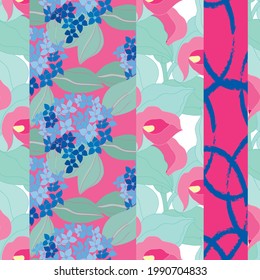 Elegantes, nahtloses Muster mit Hydrangea und calla, Design-Elementen. Blumenmuster für Einladungen, Karten, Druck, Geschenkverpackungen, Herstellung, Textilien, Gewebe, Wallpaper