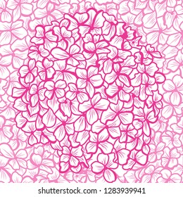Elegant seamless pattern with hydrangea flowers, design elements. Floral  pattern for invitations, cards, print, gift wrap, manufacturing, textile, fabric, wallpapers