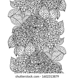 Elegant seamless pattern with hydrangea flowers, design elements. Floral  pattern for invitations, cards, print, gift wrap, manufacturing, textile, fabric, wallpapers
