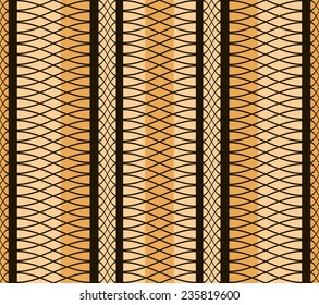 Elegant seamless pattern of interlacing curves. Black and orange colors