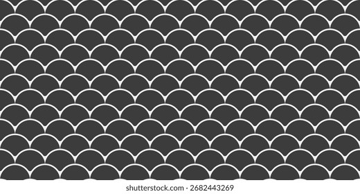 Elegant seamless pattern of interlocking semicircles, reminiscent of scales or waves.  Perfect for backgrounds, textures, or design elements.
