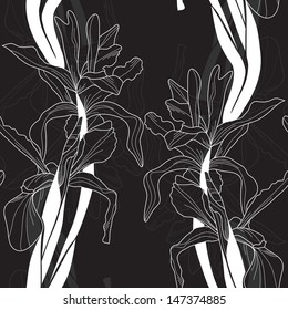 elegant seamless pattern with iris flowers for your design