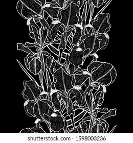 Elegant seamless pattern with iris flowers, design elements. Floral  pattern for invitations, cards, print, gift wrap, manufacturing, textile, fabric, wallpapers