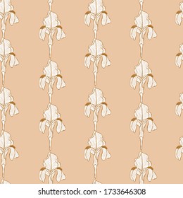Elegant seamless pattern with iris flowers, design elements. Floral  pattern for invitations, cards, print, gift wrap, manufacturing, textile, fabric, wallpapers