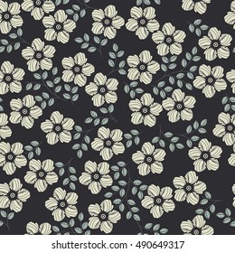 Elegant seamless pattern with ivory flowers and green leaves can be used for surface textures, textile,linen, kids cloth, pattern fills, page backgrounds and more designs. 