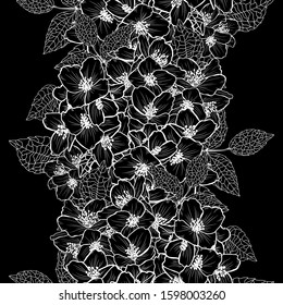 Elegant seamless pattern with jasmine flowers, design elements. Floral  pattern for invitations, cards, print, gift wrap, manufacturing, textile, fabric, wallpapers