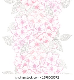 Elegant seamless pattern with jasmine flowers, design elements. Floral  pattern for invitations, cards, print, gift wrap, manufacturing, textile, fabric, wallpapers