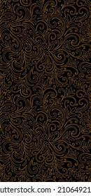 Elegant seamless pattern with leaves and curls. Luxury floral background. Vector illustration.
