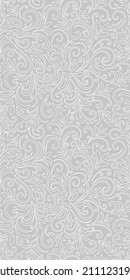 Patrón elegante y sin fisuras con hojas y rizos. Lujoso fondo floral. Ilustración vectorial.
