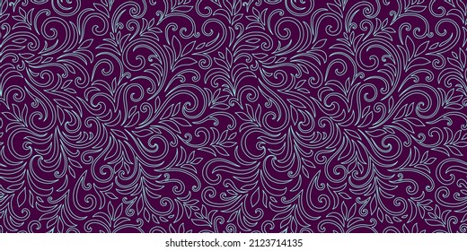 Patrón elegante y sin fisuras con hojas y rizos. Lujoso fondo floral. Ilustración del vector, EPS 10.