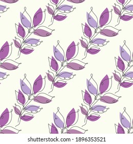 Elegant seamless pattern with leaves, design elements. Floral  pattern for invitations, cards, print, gift wrap, manufacturing, textile, fabric, wallpapers. Continuous line art style