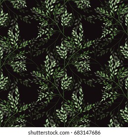 Elegant seamless pattern with leaves, embroidery style. Editable colors