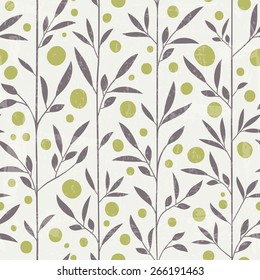 Elegant seamless pattern with leaves in retro style