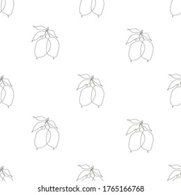 Elegantes, nahtloses Muster mit Zitronenfrüchten, Design-Elementen. Obstmuster für Einladungen, Karten, Druck, Geschenkverpackung, Herstellung, Textil, Stoff, Tapeten, Coffe-Menü. Kunststil mit kontinuierlicher Linie