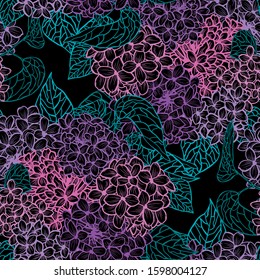 Elegant seamless pattern with lilac flowers, design elements. Floral  pattern for invitations, cards, print, gift wrap, manufacturing, textile, fabric, wallpapers
