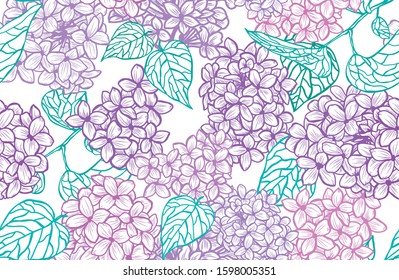 Elegant seamless pattern with lilac flowers, design elements. Floral  pattern for invitations, cards, print, gift wrap, manufacturing, textile, fabric, wallpapers