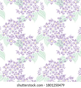 Elegant seamless pattern with lilac flowers, design elements. Floral  pattern for invitations, cards, print, gift wrap, manufacturing, textile, fabric, wallpapers. Embroidery style