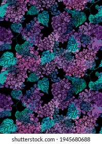 Elegant seamless pattern with lilac flowers, design elements. Floral  pattern for invitations, cards, print, gift wrap, manufacturing, textile, fabric, wallpapers