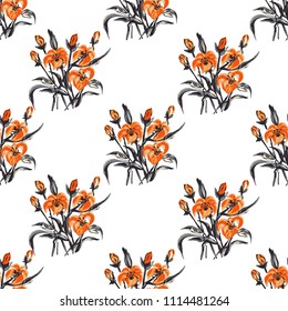 Elegant seamless pattern with lily flowers, design elements. Floral  pattern for invitations, cards, print, gift wrap, manufacturing, textile, fabric, wallpapers
