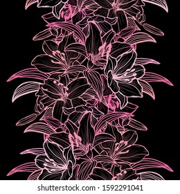 Elegant seamless pattern with lily flowers, design elements. Floral  pattern for invitations, cards, print, gift wrap, manufacturing, textile, fabric, wallpapers