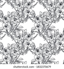 Elegant seamless pattern with lily flowers, design elements. Floral  pattern for invitations, cards, print, gift wrap, manufacturing, textile, fabric, wallpapers