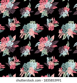 Elegant seamless pattern with lily flowers, design elements. Floral  pattern for invitations, cards, print, gift wrap, manufacturing, textile, fabric, wallpapers