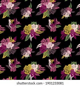 Elegant seamless pattern with lily flowers, design elements. Floral  pattern for invitations, cards, print, gift wrap, manufacturing, textile, fabric, wallpapers