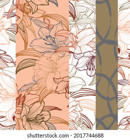 Elegant seamless pattern with lily flowers, design elements. Floral  pattern for invitations, cards, print, gift wrap, manufacturing, textile, fabric, wallpapers