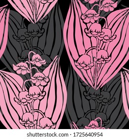 Elegant seamless pattern with lily of the valley flowers, design elements. Floral  pattern for invitations, cards, print, gift wrap, manufacturing, textile, fabric, wallpapers