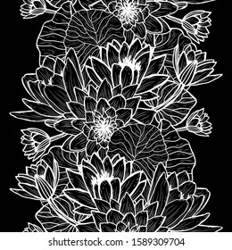 Elegant seamless pattern with lotus flowers, design elements. Floral  pattern for invitations, cards, print, gift wrap, manufacturing, textile, fabric, wallpapers