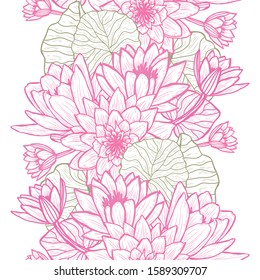 Elegant seamless pattern with lotus flowers, design elements. Floral  pattern for invitations, cards, print, gift wrap, manufacturing, textile, fabric, wallpapers