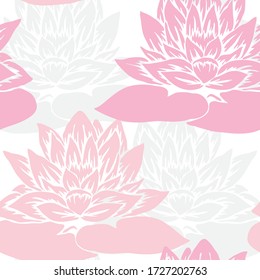 Elegant seamless pattern with lotus flowers, design elements. Floral  pattern for invitations, cards, print, gift wrap, manufacturing, textile, fabric, wallpapers