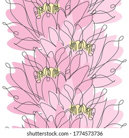 Elegant seamless pattern with lotus flowers, design elements. Floral  pattern for invitations, cards, print, gift wrap, manufacturing, textile, fabric, wallpapers. Continuous line art style
