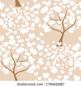 Elegant seamless pattern with love trees, design elements. Floral  pattern for invitations, cards, print, gift wrap, manufacturing, textile, fabric, wallpapers